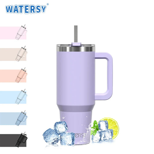 Watersy | 891/1182ml Insulated Mug With Handle And Straw Large Capacity